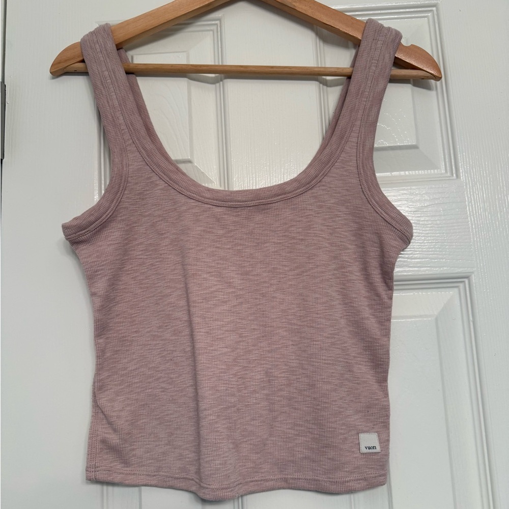 DISCONTINUED Vuori Sunrise Crop Rib Tank in Light Pink
